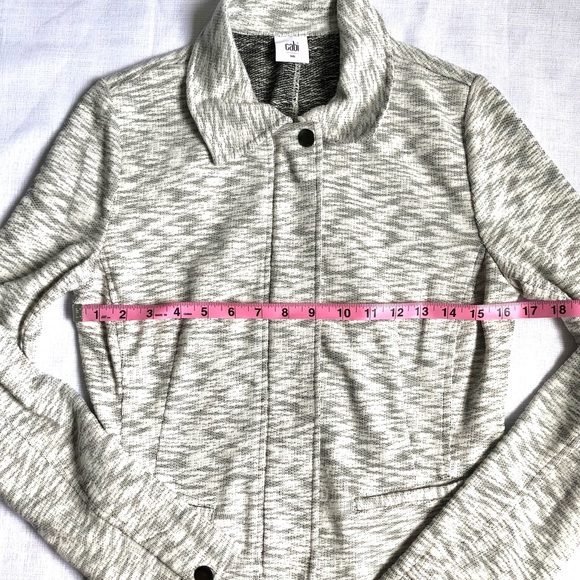 Cabi Neo Gray / White Heathered Knit Moto Jacket | Style #5102 Size Small - Picture 7 of 11